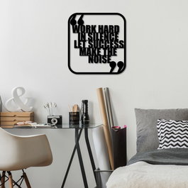 Wallity Work Hard Escultura de pared de metal negra
